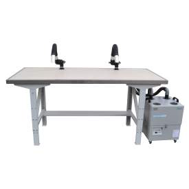 Soldeertafel, 2-personen, incl. afzuigunit met filter, hittebestendig werkblad en soldeerbouten 24V