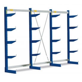 Draagarmstelling, eenzijdig - ontworpen voor plaatsing tegen een wand, 1980x3235x600mm, 5 niveaus