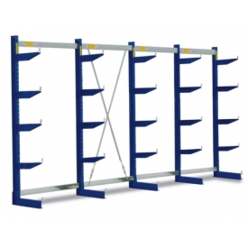 Draagarmstelling, eenzijdig - ontworpen voor plaatsing tegen een wand, 1980x4305x600mm, 5 niveaus