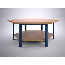 Zeshoek tafel 250 met legbord