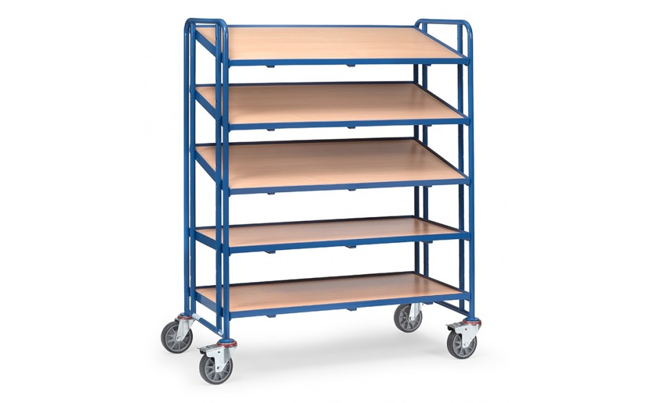 Eurobakkenwagen 5 etageframes met hout, rand 13 mm hoog