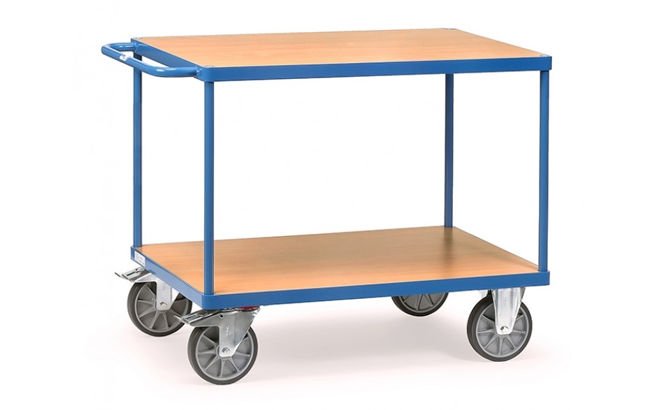 Zware tafelwagen 1000x700mm, tot 600 kg, met 2 etages van hout