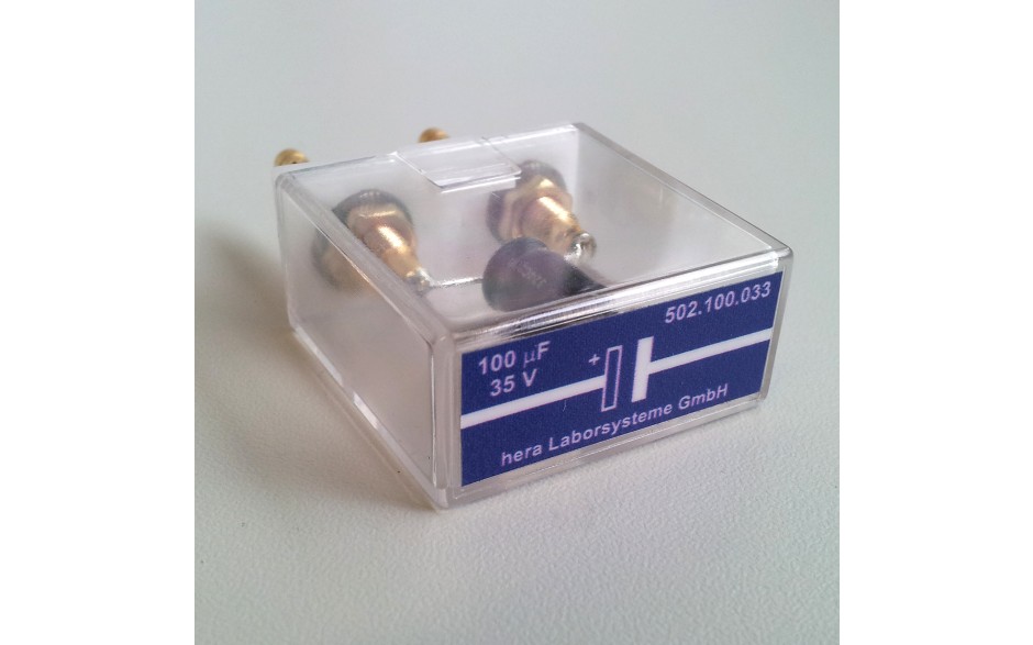 Steekbouwsteen: Elektrolyt Condensator 100µF / 63V