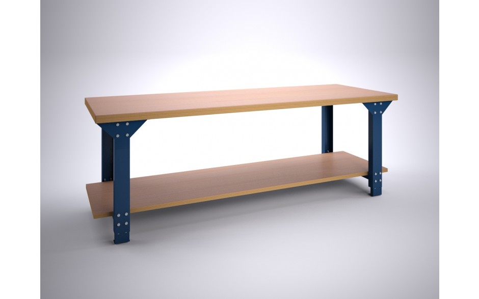 Werktafel BL250LB met liggers + bodemlegbord, verstelbaar