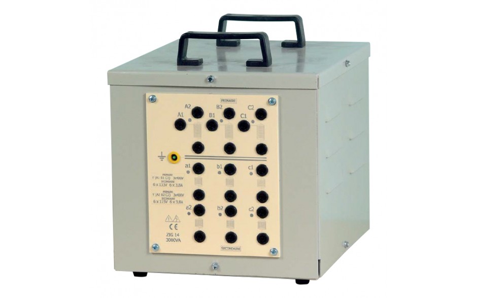 3-fasen transformer - 2500 VA - Zig-Zag type, P: 3 x 230 V / S: 6 x 115 V of 6 x 133 V