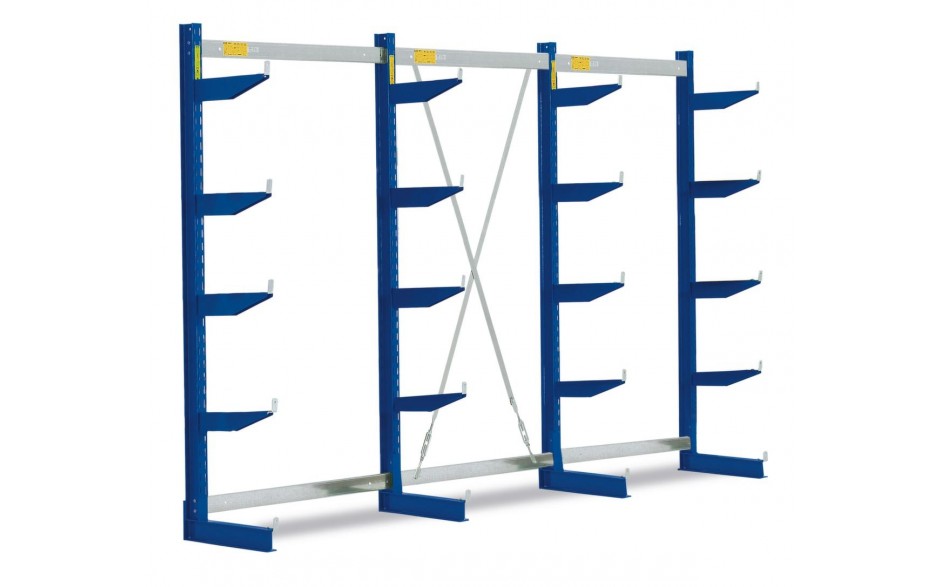 Draagarmstelling, eenzijdig - ontworpen voor plaatsing tegen een wand, 1980x3235x600mm, 5 niveaus