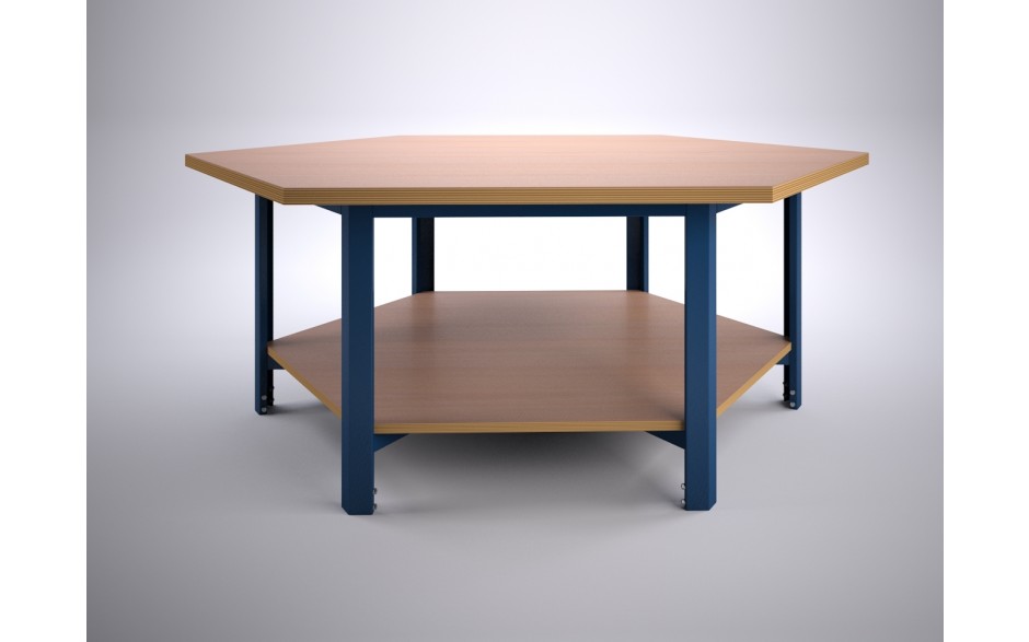Zeshoek tafel 200 met legbord
