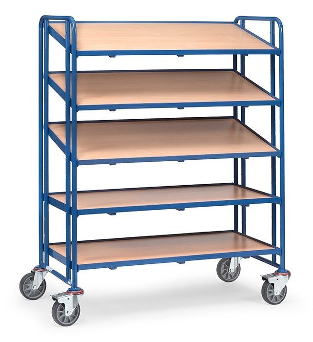 Eurobakkenwagen 5 etageframes met hout, rand 13 mm hoog