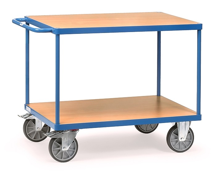 Zware tafelwagen 1000x700mm, tot 600 kg, met 2 etages van hout