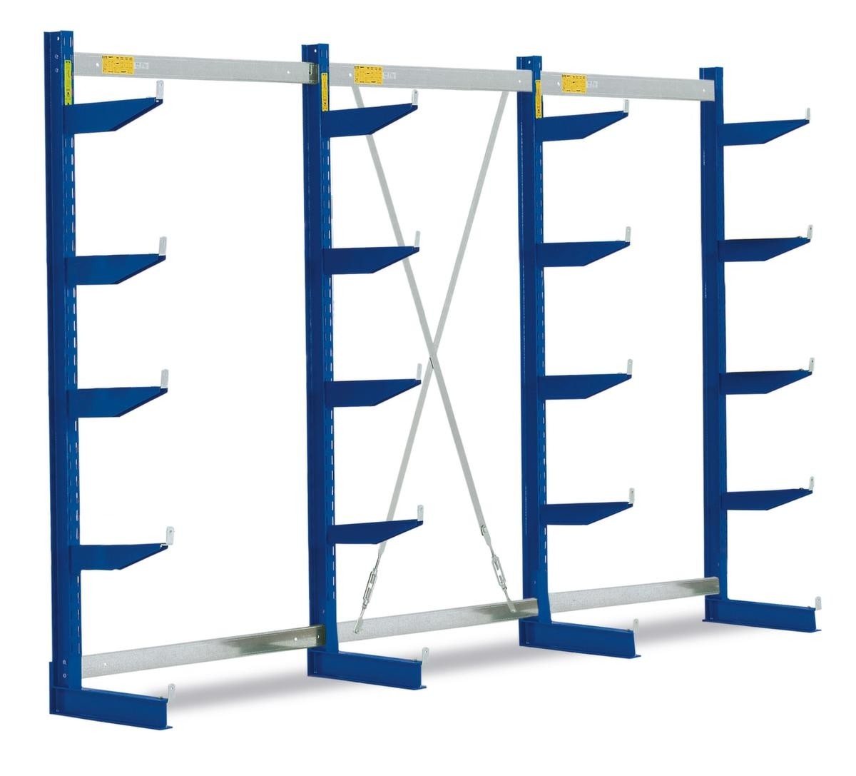 Draagarmstelling, eenzijdig - ontworpen voor plaatsing tegen een wand, 1980x3235x600mm, 5 niveaus