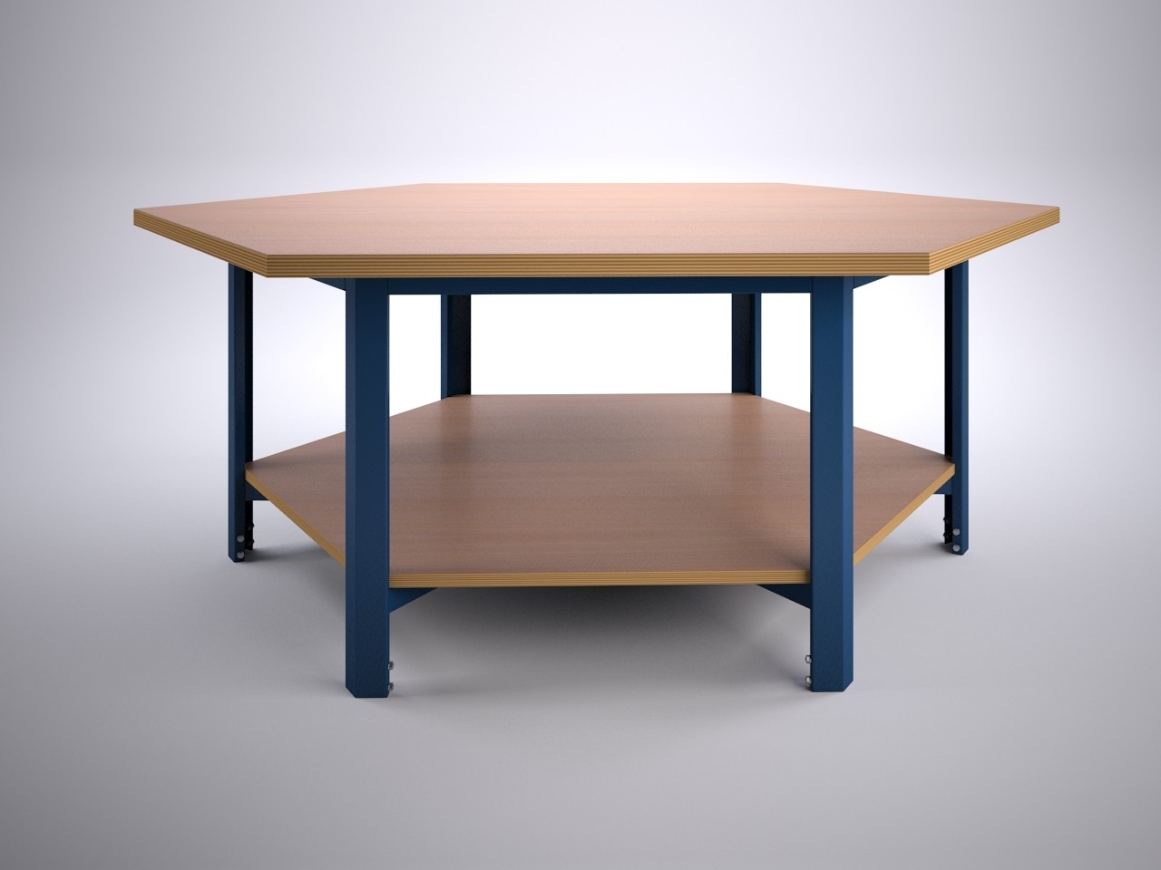 Zeshoek tafel 250 met legbord