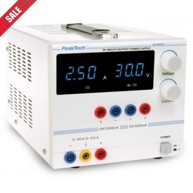 P 6035 D - Digitale Voeding 0 - 30 V/0 - 2,5 A DC, 5/12 V/0,5 A fixed