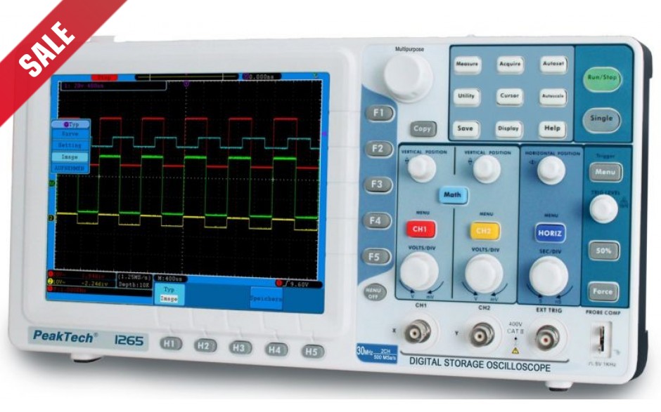 PeakTech 1265 Digitale Oscilloscoop, 30 MHz, 2-kanaals