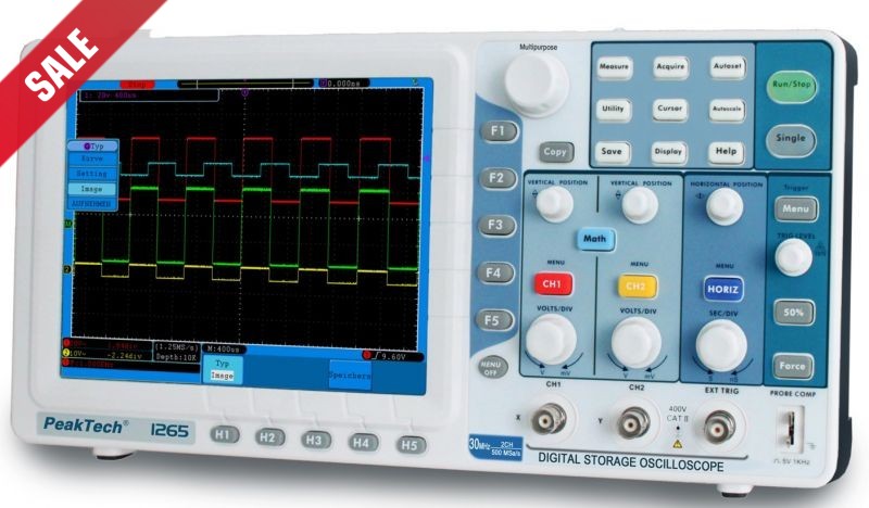 PeakTech 1265 Digitale Oscilloscoop, 30 MHz, 2-kanaals