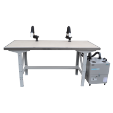 Soldeertafel, 2-personen, incl. afzuigunit met filter, hittebestendig werkblad en soldeerbouten 24V