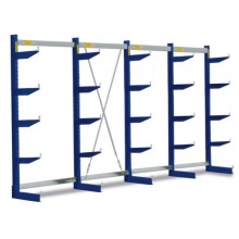 Draagarmstelling, eenzijdig - ontworpen voor plaatsing tegen een wand, 1980x4305x600mm, 5 niveaus