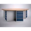 Zeshoek tafel 200 met ladenblokken